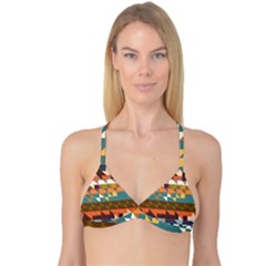 Shapes In Retro Colors Reversible Tri Bikini Top by LalyLauraFLM