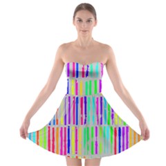 Colorful Vintage Stripes Strapless Bra Top Dress by LalyLauraFLM
