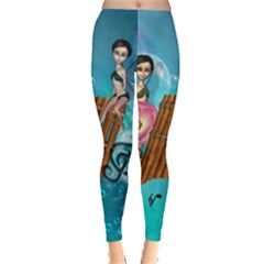 Music, Pan Flute With Fairy Women s Leggings by FantasyWorld7