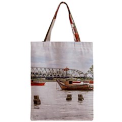 Boats At Santa Lucia River In Montevideo Uruguay Zipper Classic Tote Bags by dflcprints