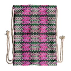 Pattern Tile Pink Green White Drawstring Bag (large) by BrightVibesDesign