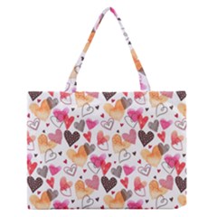 Colorful Cute Hearts Pattern Medium Zipper Tote Bag by TastefulDesigns