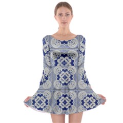 Ceramic Portugal Tiles Wall Long Sleeve Skater Dress by Amaryn4rt