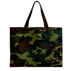 Camouflage Green Brown Black Zipper Mini Tote Bag by Nexatart