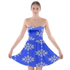 Background For Scrapbooking Or Other Snowflakes Patterns Strapless Bra Top Dress by Nexatart