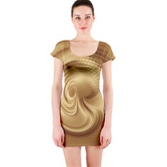 Gold Background Texture Pattern Short Sleeve Bodycon Dress by Simbadda