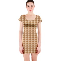 Pattern Gingerbread Brown Short Sleeve Bodycon Dress by Simbadda