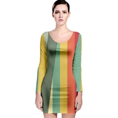 Texture Stripes Lines Color Bright Long Sleeve Bodycon Dress by Simbadda