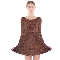 Texture Background Rust Surface Shape Long Sleeve Velvet Skater Dress by Simbadda