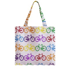 Rainbow Colors Bright Colorful Bicycles Wallpaper Background Zipper Grocery Tote Bag by Simbadda