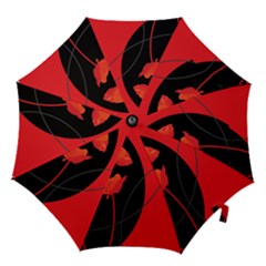 Flower Floral Red Black Sakura Line Hook Handle Umbrellas (small) by Mariart