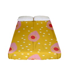 Flower Floral Tulip Leaf Pink Yellow Polka Sot Spot Fitted Sheet (full/ Double Size) by Mariart