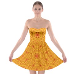 Solar Mandala  Orange Rangoli  Strapless Bra Top Dress by bunart