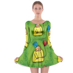 Party Kid A Completely Seamless Tile Able Design Long Sleeve Skater Dress by Nexatart
