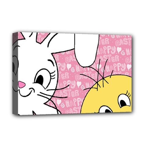 Easter Bunny And Chick  Deluxe Canvas 18  X 12   by Valentinaart
