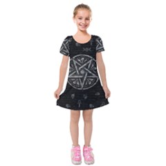 Witchcraft Symbols  Kids  Short Sleeve Velvet Dress by Valentinaart