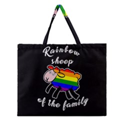Rainbow Sheep Zipper Large Tote Bag by Valentinaart