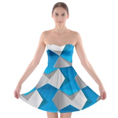 Blue White Grey Chevron Strapless Bra Top Dress by Mariart