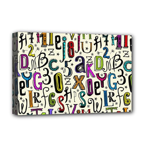 Colorful Retro Style Letters Numbers Stars Deluxe Canvas 18  X 12   by EDDArt