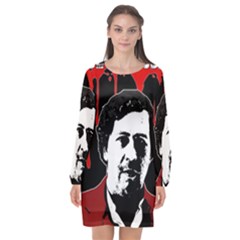 Pablo Escobar  Long Sleeve Chiffon Shift Dress  by Valentinaart