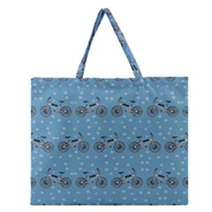 Bicycles Pattern Zipper Large Tote Bag by linceazul