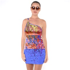 Glitchdrips Shadow Color Fire One Soulder Bodycon Dress by Mariart