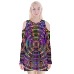 Color In The Round Velvet Long Sleeve Shoulder Cutout Dress by BangZart