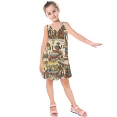 Tarot Cards Pattern Kids  Sleeveless Dress by Valentinaart