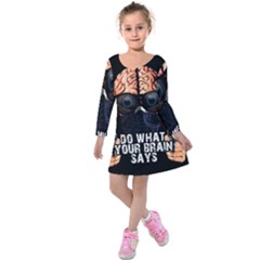 Do What Your Brain Says Kids  Long Sleeve Velvet Dress by Valentinaart