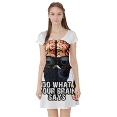 Do What Your Brain Says Short Sleeve Skater Dress by Valentinaart
