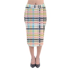 Plaid Pattern Velvet Midi Pencil Skirt by linceazul