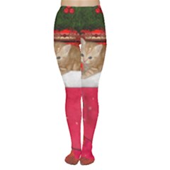 Christmas, Funny Kitten With Gifts Women s Tights by FantasyWorld7