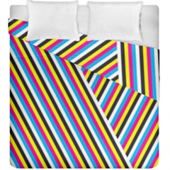 Lines Chevron Yellow Pink Blue Black White Cute Duvet Cover Double Side (king Size) by Mariart