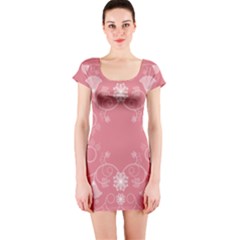 Flower Floral Leaf Pink Star Sunflower Short Sleeve Bodycon Dress by Mariart