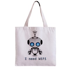 Cute Robot Zipper Grocery Tote Bag by Valentinaart