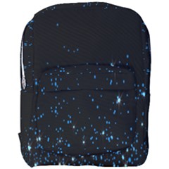 Blue Glowing Star Particle Random Motion Graphic Space Black Full Print Backpack by Mariart