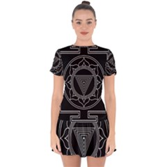 Kali Yantra Inverted Drop Hem Mini Chiffon Dress by Mariart