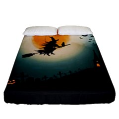 Halloween Landscape Fitted Sheet (queen Size) by ValentinaDesign