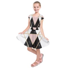 Triangles,gold,black,pink,marbles,collage,modern,trendy,cute,decorative, Kids  Short Sleeve Dress by NouveauDesign