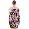 Beautiful,floral,hand painted, flowers,black,background,modern,trendy,girly,retro Long Sleeve Off Shoulder Dress View2
