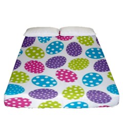 Polka Dot Easter Eggs Fitted Sheet (queen Size) by allthingseveryone