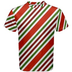 Christmas Color Stripes Men s Cotton Tee by Celenk