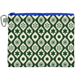 Green Ornate Christmas Pattern Canvas Cosmetic Bag (xxxl) by patternstudio