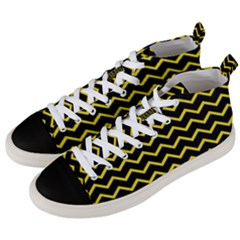 Yellow Chevron Men s Mid-top Canvas Sneakers by jumpercat