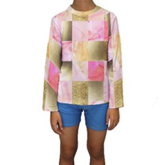 Collage Gold And Pink Kids  Long Sleeve Swimwear by NouveauDesign