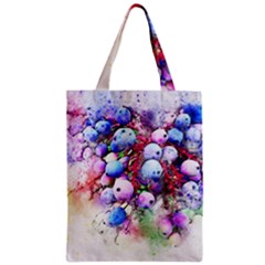 Berries Pink Blue Art Abstract Zipper Classic Tote Bag by Celenk