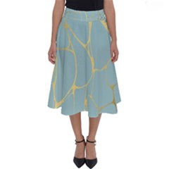 Mint,gold,marble,pattern Perfect Length Midi Skirt by NouveauDesign