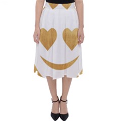 Gold Smiley Face Folding Skater Skirt by NouveauDesign