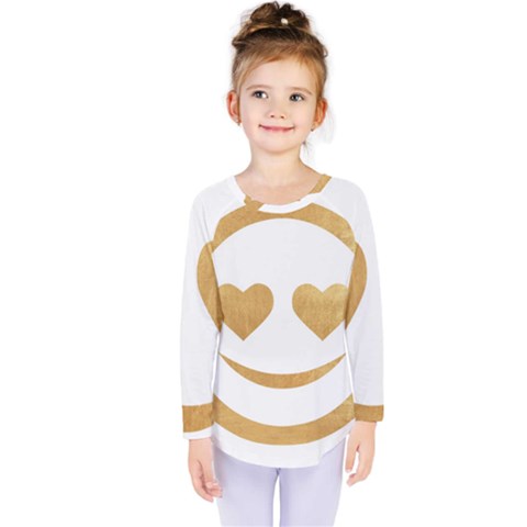 Gold Smiley Face Kids  Long Sleeve Tee by NouveauDesign