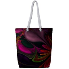 Fractal Abstract Colorful Floral Full Print Rope Handle Tote (small) by Celenk
